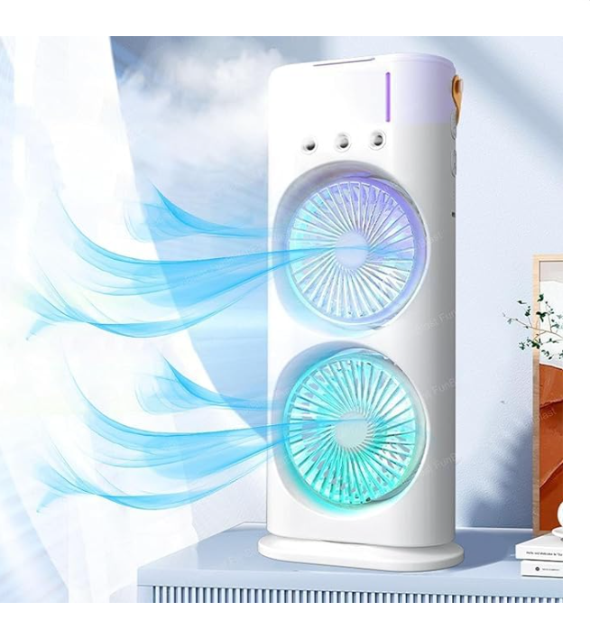 Electric Fan Desktop Double-head Powerful Air Cooler (1 Pc  With Remote)