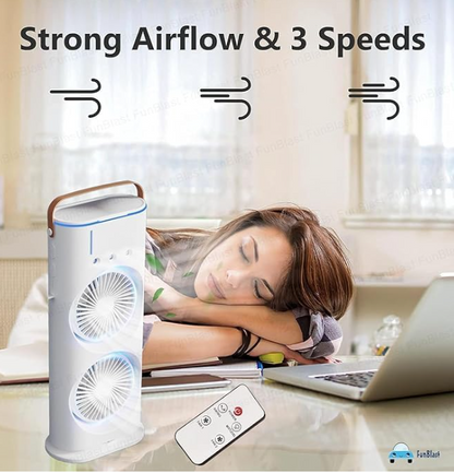 Electric Fan Desktop Double-head Powerful Air Cooler (1 Pc  With Remote)