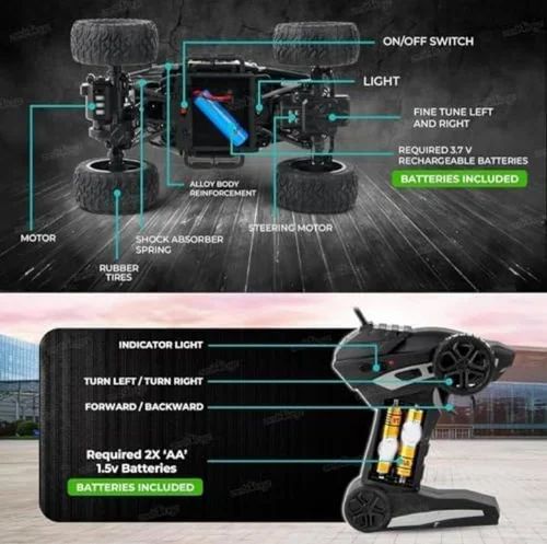 High-Speed RC Monster Truck with LED Lights